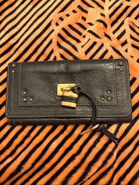 Chloe Black Leather Women's Wallet with Gold Hardware